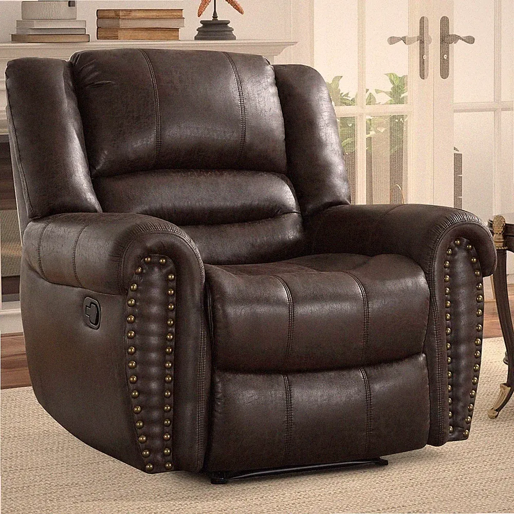 EBELLO Classic and Traditional Manual Recliner Chair Faux Leather Single Sofa