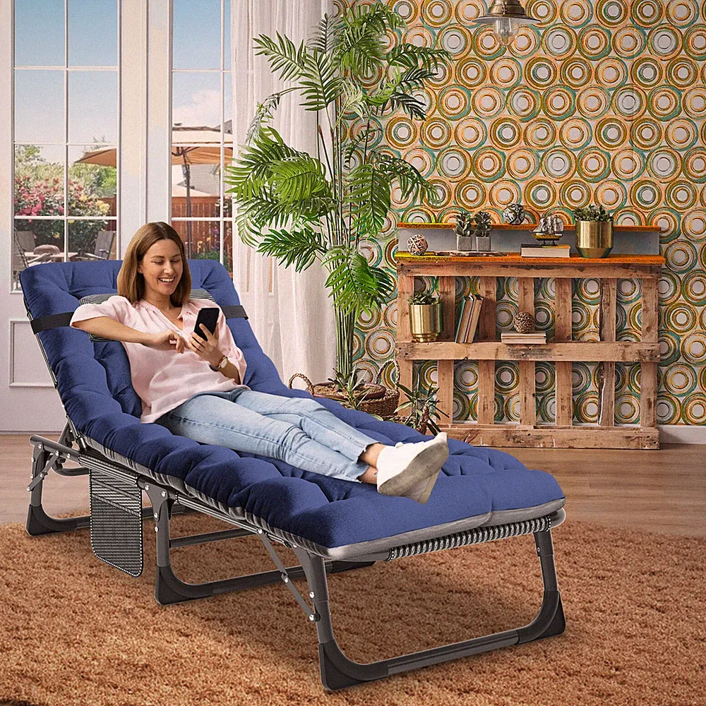 Outdoor Folding Reclining Beach Sun Patio Chaise Folding Cots Pool Lawn Lounger